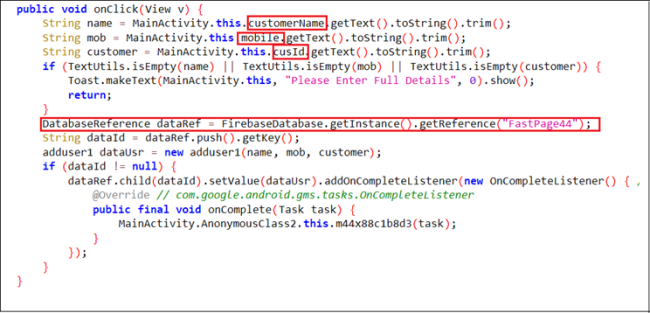 Fig 12. PII gathering code