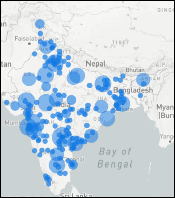 Fig.4. Hit map of Rewardsteal hits for last six month (created using Ipinfo)